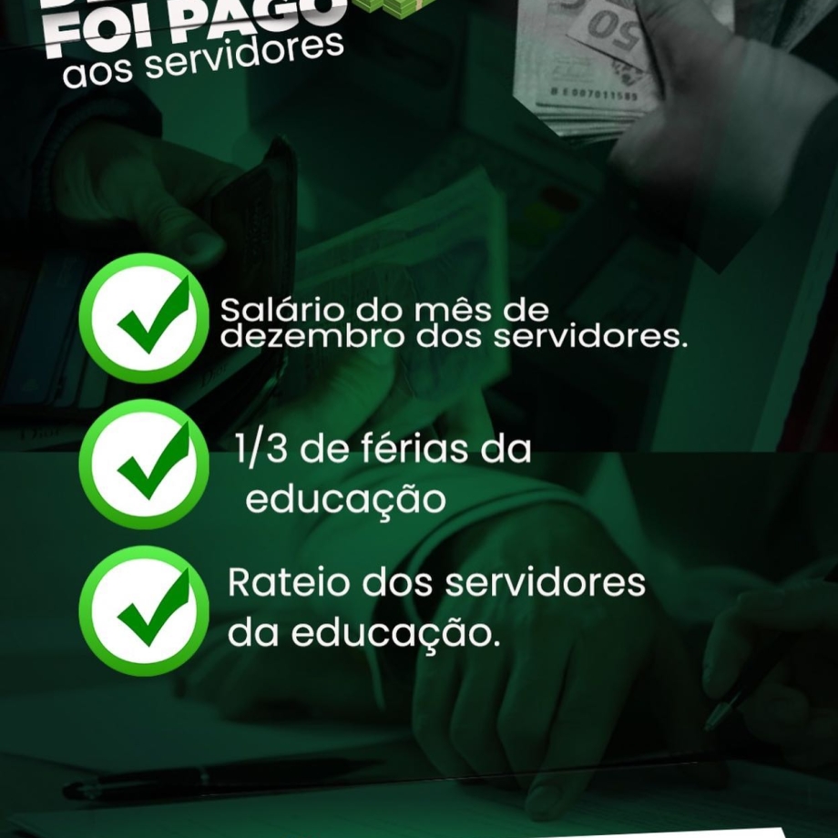 Prefeitura de Mata Verde paga aos servidores públicos salários de dezembro e rateio para a Educação