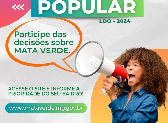 Prefeitura de Mata Verde abre consulta pública para elaboração da LDO